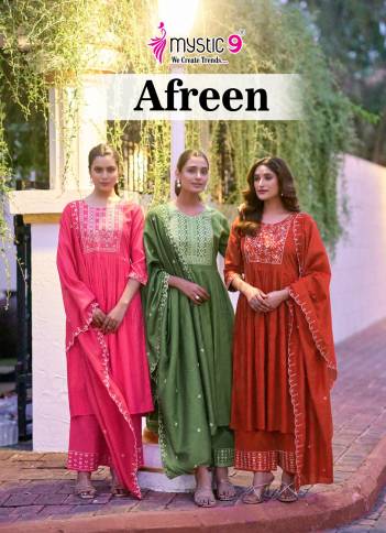AFREEN VOL 1 BY MYSTIC 9 DESIGNER EMBROIDERY SALWAR SUIT WHOLESALER IN INDIA